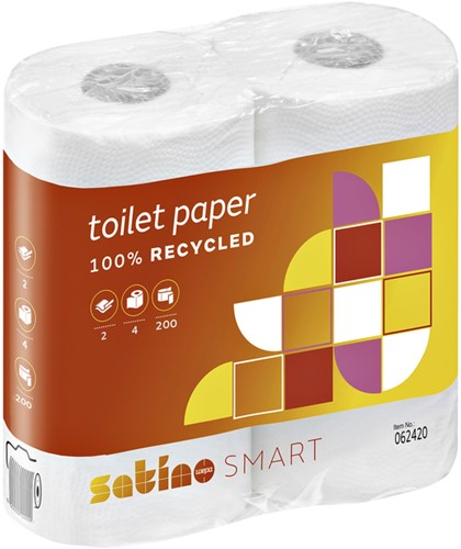 Toiletpapier Satino wit 200vel pk/4