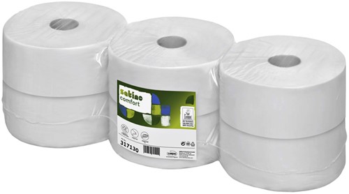 Jumborol Satino 2-laags 380m x66mm tissue wit ds/6