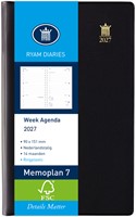 Agenda 2027 Ryam Memoplan 7 Suprema ringplastic 7dagen/2pagina's zwart