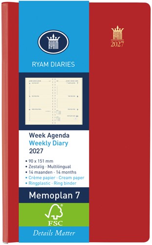 Agenda 2027 Ryam Memoplan 7 Suprema 7dagen/2pagina's ringplastic assorti-3
