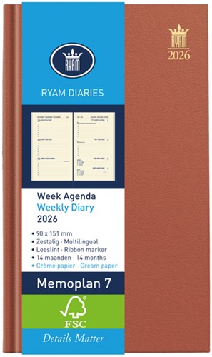Agenda 2026 Ryam Memoplan 7 Nappa 7dagen/2pagina's assorti
