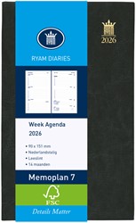 Agenda 2026 Ryam Memoplan 7 Mundior 7dagen/2pagina's zwart