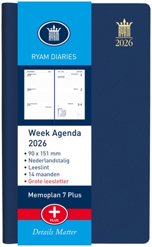 Agenda 2026 Ryam Memoplan 7 Plus Mundior 7dagen/2pagina's assorti