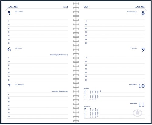 Agendavulling 2027 Ryam Memoplan 7 7dagen/2pagina's wit