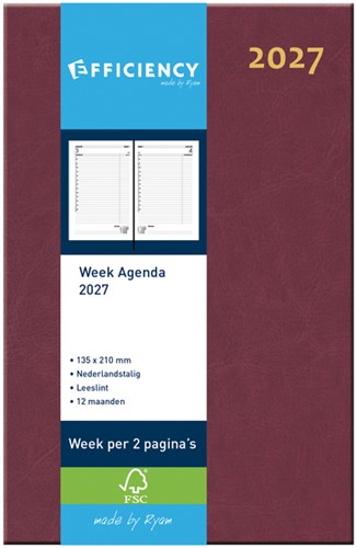 Agenda 2027 Ryam Efficiency Baladek 7dagen/2pagina's bordeaux