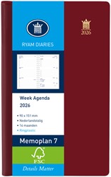 Agenda 2026 Ryam Memoplan 7 Suprema ringplasic 7dagen/2pagina's bordeaux