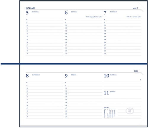 Agenda 2026 Ryam Memoplan 7 Mundior 7dagen/2pagina's landscape zwart-3