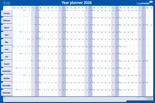 Jaarplanner 60x90cm horizontaal opgerold