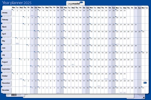 Jaarplanner 60x90cm horizontaal gelamineerd