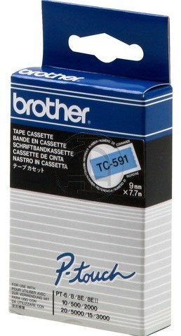 Brothertape TC-591 9mm zwart op blauw