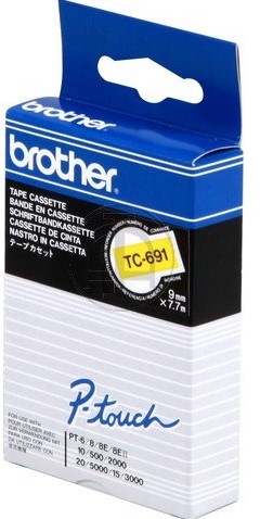 Brothertape TC-691 9mm zwart op geel