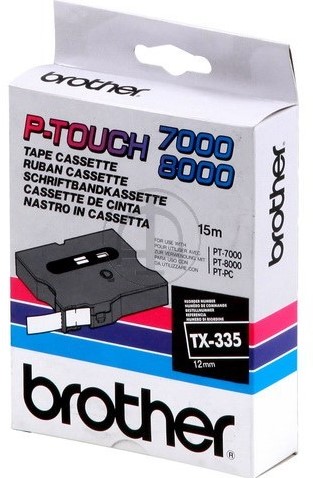 Brothertape TX-335 12mm wit op zwart