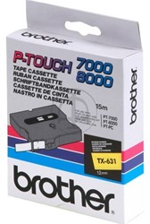 Brothertape TX-631 12mm zwart op geel