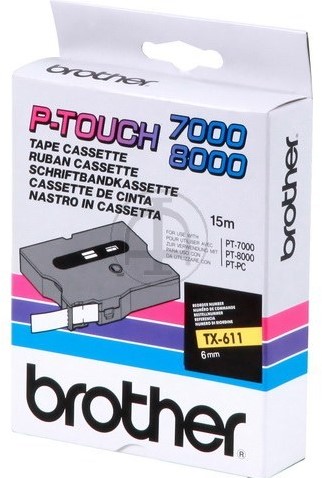 Brothertape TX-611  6mm zwart op geel