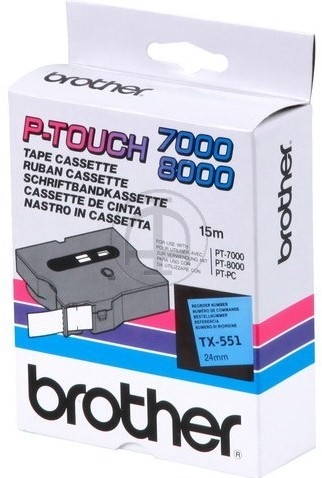 Brothertape TX-551 24mm zwart op blauw