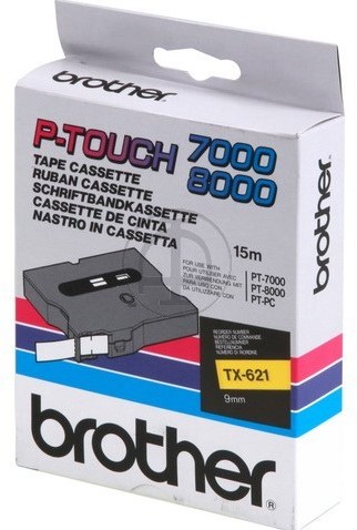 Brothertape TX-621  9mm zwart op geel