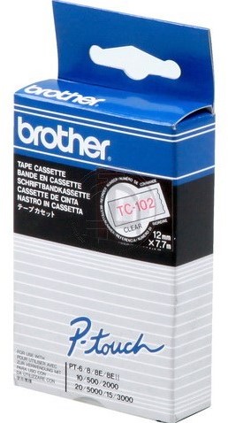 Brothertape TC-102 12mm rood op transparant