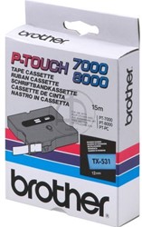 Brothertape TX-531 12mm zwart op blauw