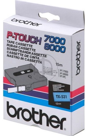 Brothertape TX-531 12mm zwart op blauw