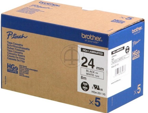 Brothertape HGE-251V5 24mm zwart op wit high grade pk/5