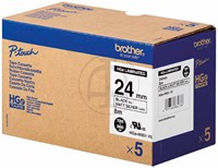 Brothertape HGE-M951V5 24mm zwart op mat zilver high grade pk/5