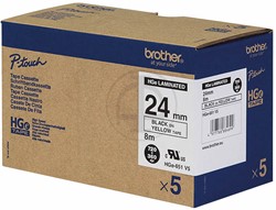 Brothertape HGE-651V5 24mm zwart op geel high grade pk/5