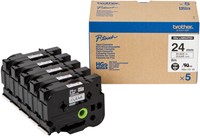 Brothertape HGE-151V5 24mm zwart op helder high grade pk/5