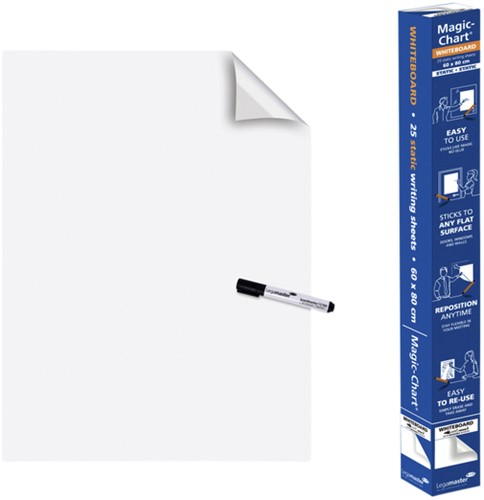 Magic-Chart Legamaster Whiteboard 60x80cm wit rol/25vel