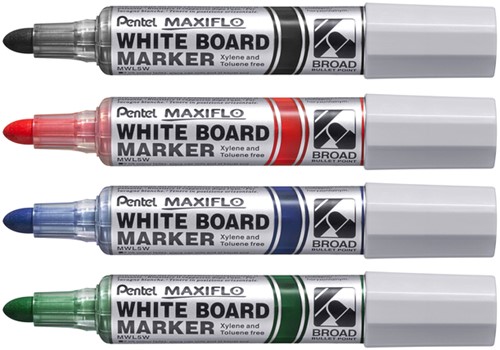 Viltstift Pentel Maxiflo MWL5M whiteboard assorti pk/4-3