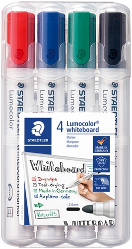 Viltstift Staedtler 351 whiteboard assorti pk/4