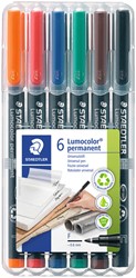 Viltstift Staedtler 318 F OHP Lumo permanent WP6 assorti pk/6