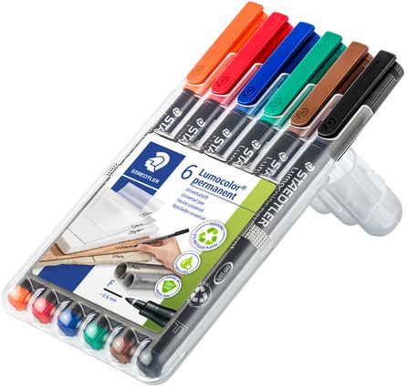 Viltstift Staedtler 318 F OHP Lumo permanent WP6 assorti pk/6-2