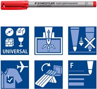 Viltstift Staedtler 316 F OHP Lumo non permanent rood-3