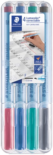 Viltstift Staedtler 305 F OHP Lumo correctable assorti pk/4