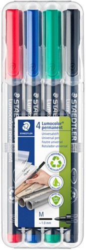 Viltstift Staedtler 317 M permanent assorti pk/4