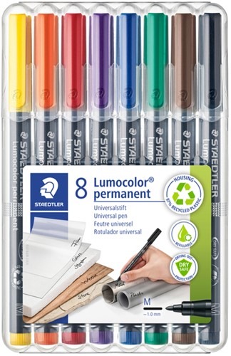 Viltstift Staedtler 317 M permanent assorti pk/8