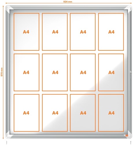 Vitrinekast Nobo draaideur voor buiten 12x A4 magnetisch-3