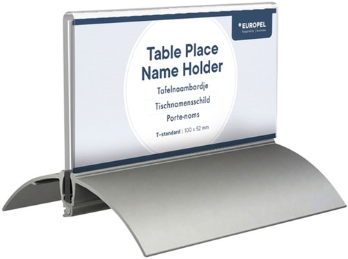Tafelnaambord Europel 52x100mm acryl aluminium ds/2