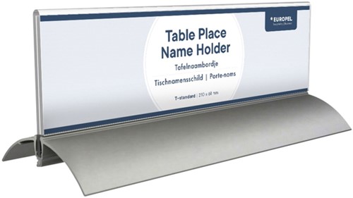 Tafelnaambord Europel 61x210mm acryl aluminium