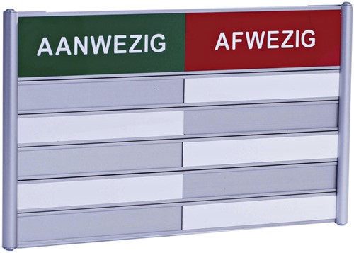Aan-/afwezigheidsbord  5 namen Posta