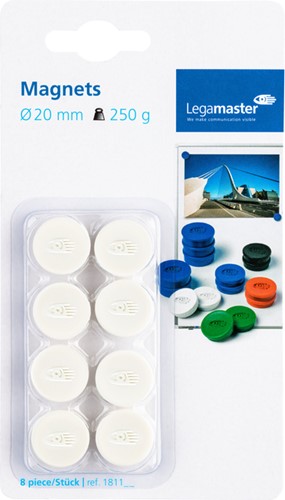 Magneet Legamaster 20mm 250gr wit pk/8