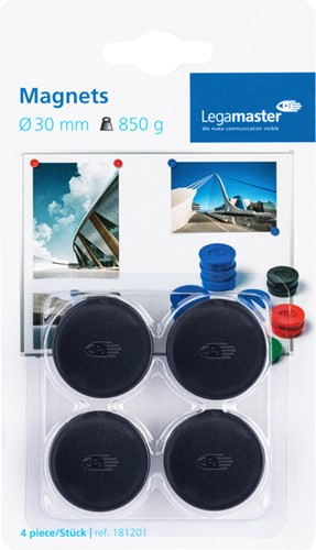 Magneet Legamaster 30mm 850gr zwart pk/4