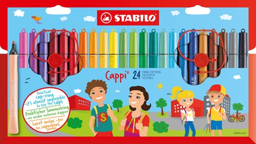 Viltstift STABILO Cappi 168 assorti pk/24