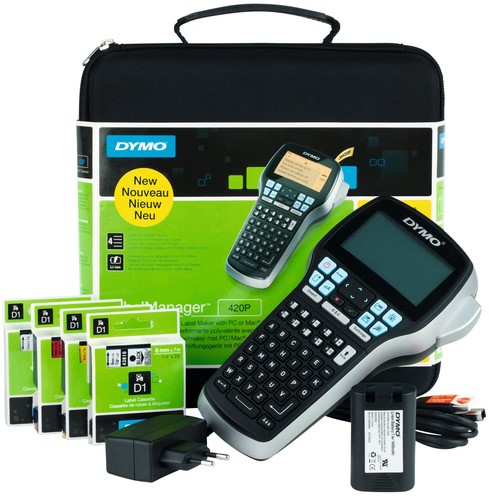 Labelprinter Dymo LM420P incl. koffer + 4 tapes + adapter 
