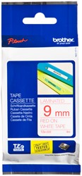 Brothertape TZE-222  9mm rood op wit