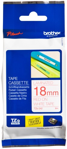 Brothertape TZE-242 18mm rood op wit