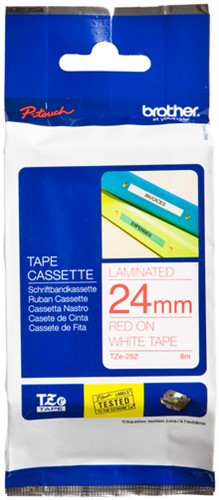 Brothertape TZE-252 24mm rood op wit