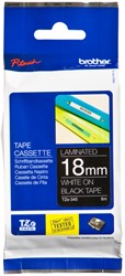 Brothertape TZE-345 18mm wit op zwart