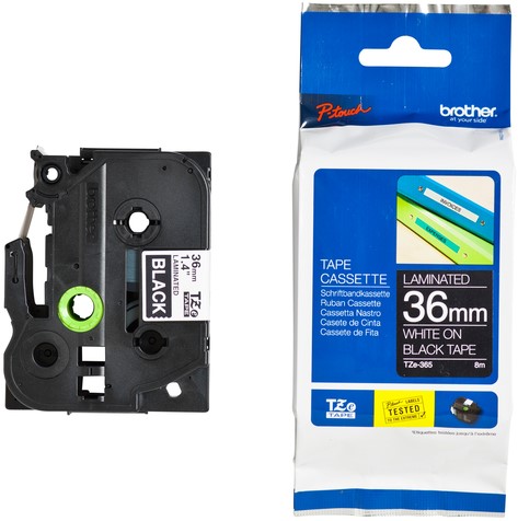 Brothertape TZE-365 36mm wit op zwart-3
