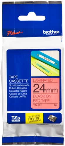 Brothertape TZE-451 24mm zwart op rood